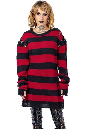 Heartless Strickpullover Arcadia Strickpulli Gestreift Gothic Grunge Distressed Streifen - Verkäufer: Schompi Trading e.K.