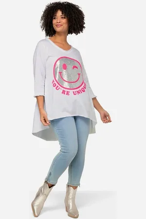 Angel of Style Longshirt Longshirt Smiley Rundhals Langarm gerundeter Saum - Verkäufer: Popken Fashion Group