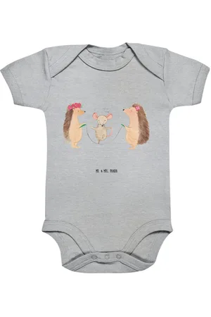 Mr. & Mrs. Panda Strampler Igel Seilhüpfen 3. - 6. Monat - Heather Grey - Geschenk, Baby Erstaus (1-tlg) Bunte Designs - Verkäufer: