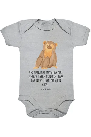 Mr. & Mrs. Panda Strampler Affe 3. - 6. Monat - Heather Grey - Geschenk, Motivation, Babykleidun (1-tlg) Verschiedene Größen erhältlich - Verkäufer: