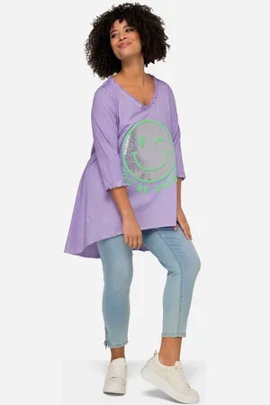 Angel of Style Longshirt Longshirt Smiley Rundhals Langarm gerundeter Saum - Verkäufer: Popken Fashion Group
