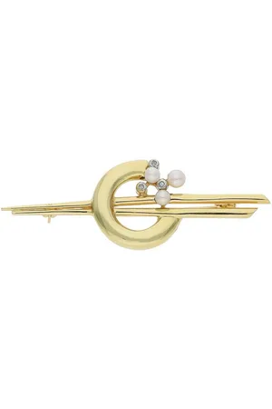 JuwelmaLux Brosche Brosche 585/000 (14 Karat) Gold mit Brillanten und Akoya ZP - Verkäufer: Juwelier-Bacak
