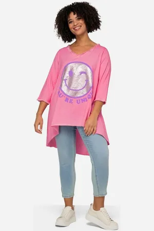 Angel of Style Longshirt Longshirt Smiley Rundhals Langarm gerundeter Saum - Verkäufer: Popken Fashion Group
