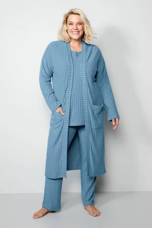 Ulla Popken Bademantel Bademantel oversized offene Form Strukturjersey, Langform, Materialmix - Verkäufer: Popken Fashion Group