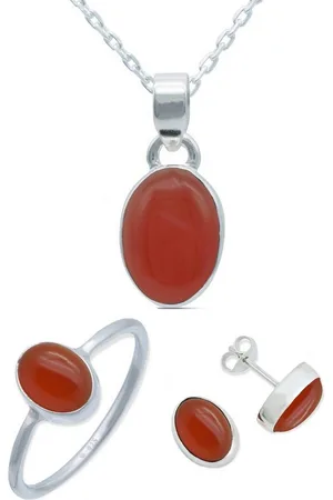 mantraroma Schmuckset 925er Silber mit Karneol (Schmuckset aus 925 Silber) - Verkäufer: