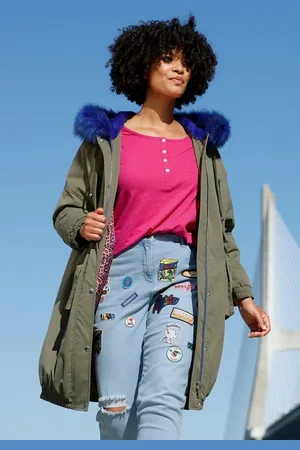 Angel of Style Parka Parka oversized farbiges Webfell Kapuze Zipper - Verkäufer: Popken Fashion Group
