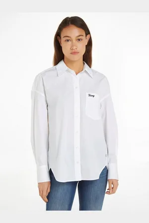Tommy Hilfiger Blusentop TJW SP OVR SCRIPT SHIRT EXT Mit Logo-Schriftzug
