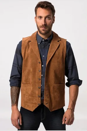 JP 1880 Funktionsweste JP 1880 Weste Leder weiches Velours-Leder Revers - Verkäufer: Popken Fashion Group