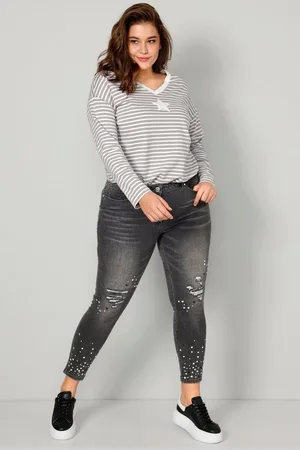 Angel of Style 5-Pocket-Jeans 7/8-Jeans Komfort Fit Strassteinchen am Saum - Verkäufer: Popken Fashion Group