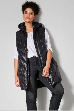 Angel of Style Steppweste Long-Steppweste Straight Fit shiny Stepp Kapuze - Verkäufer: Popken Fashion Group