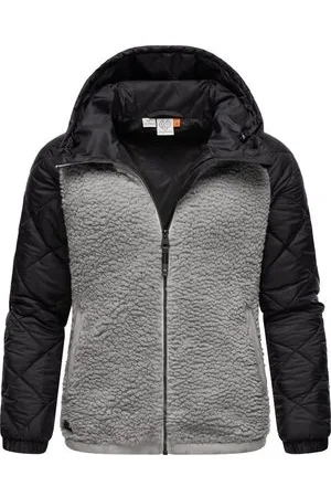 Ragwear Outdoorjacke Leeloo Damen Übergangsjacke aus Teddyfleece mit gesteppten Ärmeln