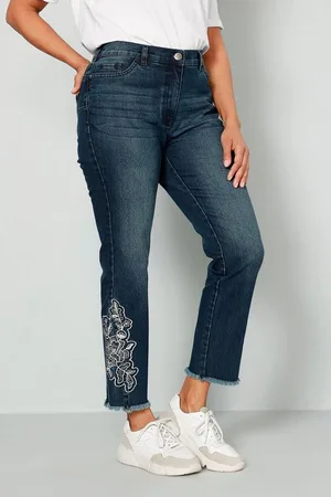 Miamoda Regular-fit-Jeans 7/8-Jeans Slim Fit Saum-Stickerei 5-Pocket - Verkäufer: Popken Fashion Group