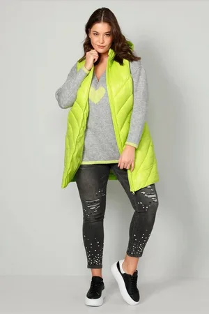 Angel of Style Steppweste Long-Steppweste Straight Fit shiny Stepp Kapuze - Verkäufer: Popken Fashion Group