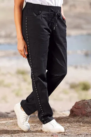 Miamoda Leggings Hose Straight Fit Ziernieten-Band Elastikbund - Verkäufer: Popken Fashion Group