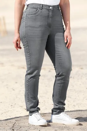 Miamoda Regular-fit-Jeans Jeans Straight Fit Ziernieten 5-Pocket - Verkäufer: Popken Fashion Group