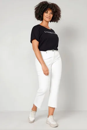 Dollywood Regular-fit-Jeans 3/4-Jeans mit Schlag und Fransensaum 5-Pocket - Verkäufer: Popken Fashion Group