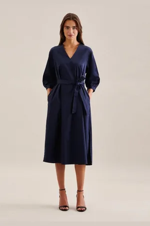 Seidensticker Sommerkleid Schwarze Rose 3/4-Arm V-Neck Uni