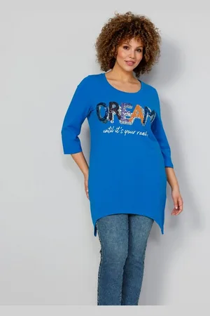Miamoda Longshirt Longshirt Pailletten-Schriftzug Zipfelsaum - Verkäufer: Popken Fashion Group