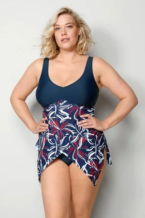 TruYou Tankini Tankini Zweiteiler uni Büste gemustertes Unterteil - Verkäufer: Popken Fashion Group