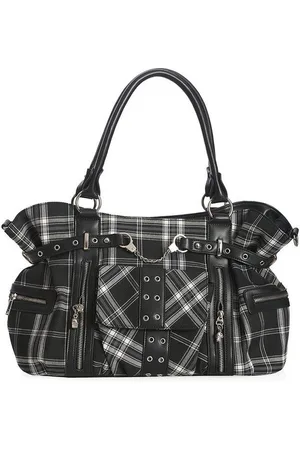 Banned Retro Schultertasche Rise Up Schwarz Weiss, Tartan Schultertasche - Verkäufer: Schompi Trading e.K.