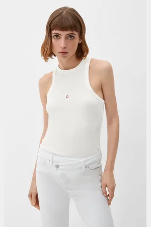 QS by s.Oliver Shirttop Top mit Rippstruktur Logo - Verkäufer: