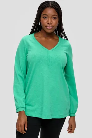 QS by s.Oliver Langarmshirt Longsleeve mit Flammgarnstruktur Logo - Verkäufer: s.Oliver