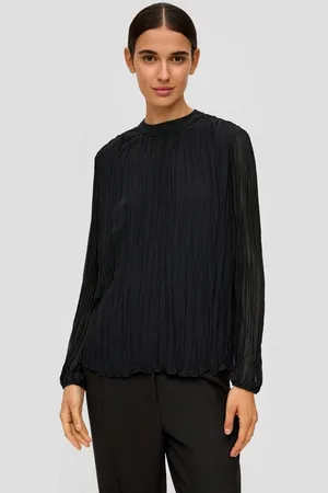 QS by s.Oliver Langarmbluse Gemusterte Chiffonbluse mit Stehkragen - Verkäufer: s.Oliver