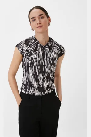 Comma, Kurzarmbluse Geraffte Bluse mit All-over-Print Raffung - Verkäufer: s.Oliver