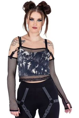 Heartless Trägertop Aida Abnehmbare Netzärmel Gothic Oberteil Punk Rave Shirt - Verkäufer: Schompi Trading e.K.