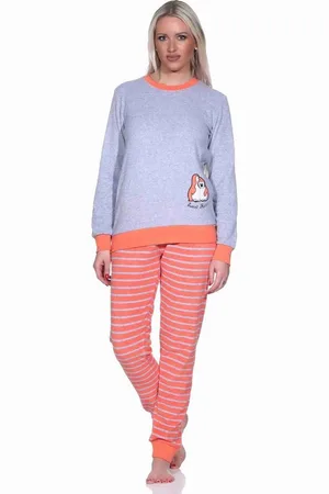 Normann Pyjama Damen Frottee Pyjama langarm mit Bündchen und Pinguin Stickerei - Verkäufer: Fairway