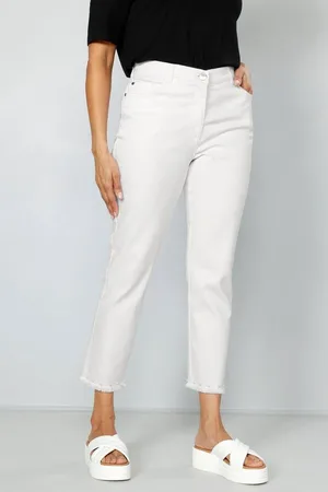 Miamoda Regular-fit-Jeans 7/8-Jeans Slim Fit Zierperlen am Fransensaum - Verkäufer: Popken Fashion Group