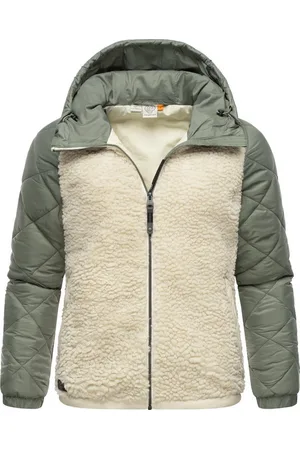 Ragwear Outdoorjacke Leeloo Damen Übergangsjacke aus Teddyfleece mit gesteppten Ärmeln