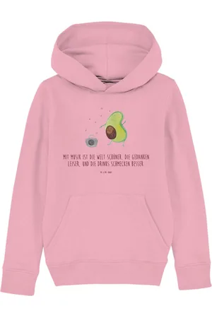 Mr. & Mrs. Panda Hoodie Avocado Tanzen 7-8 Jahre (122/128) - Cotton Pink - Geschenk, Jungen H (1-tlg) Nachhaltigkeit - Verkäufer: