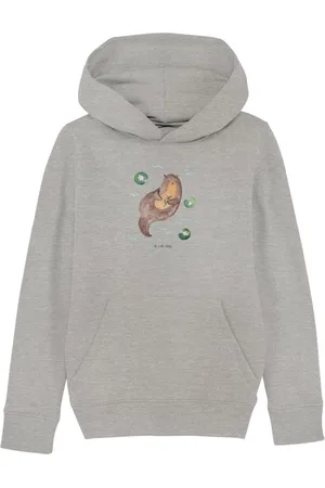 Mr. & Mrs. Panda Hoodie Otter Seerose 7-8 Jahre (122/128) - Heather Grey - Geschenk, Jungen H (1-tlg) Nachhaltigkeit - Verkäufer: