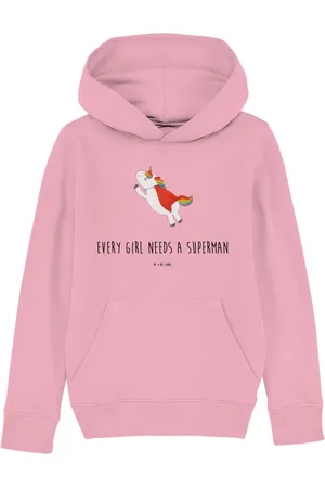 Mr. & Mrs. Panda Hoodie Einhorn Super 7-8 Jahre (122/128) - Cotton Pink - Geschenk, Jungen Ka (1-tlg) Sonderdesigns - Verkäufer: