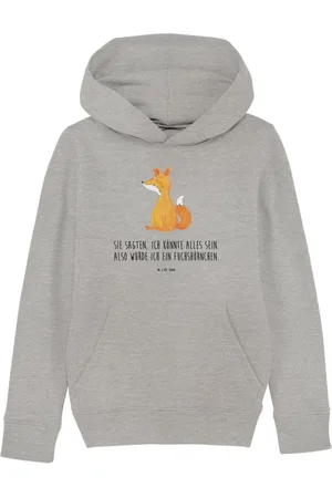 Mr. & Mrs. Panda Hoodie Einhorn Fuchs 7-8 Jahre (122/128) - Heather Grey - Geschenk, Jungen H (1-tlg) Sonderdesigns - Verkäufer: