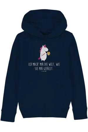 Mr. & Mrs. Panda Hoodie Einhorn Künstler 9-11 Jahre (134/146) - French Navy - Geschenk, Junge (1-tlg) Unikat - Verkäufer: