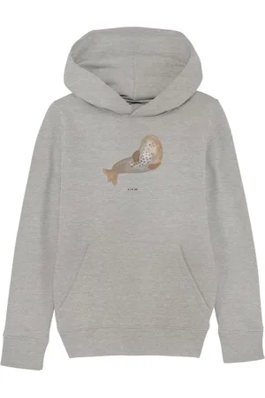 Mr. & Mrs. Panda Hoodie Robbe Lachen 9-11 Jahre (134/146) - Heather Grey - Geschenk, Jungen H (1-tlg) Unikat - Verkäufer: