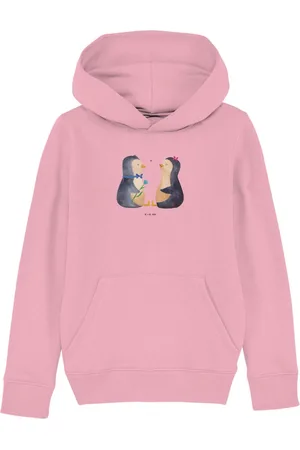 Mr. & Mrs. Panda Hoodie Pinguin Pärchen 7-8 Jahre (122/128) - Cotton Pink - Geschenk, Jungen (1-tlg) Sonderdesigns - Verkäufer: