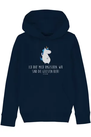 Mr. & Mrs. Panda Hoodie Einhorn Mann 7-8 Jahre (122/128) - French Navy - Geschenk, Jungen Hoo (1-tlg) Nachhaltigkeit - Verkäufer: