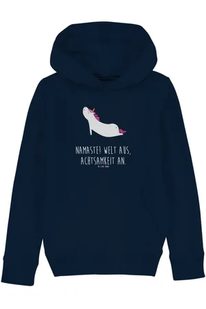 Mr. & Mrs. Panda Hoodie Einhorn Yoga 12-14 Jahre (152/164) - French Navy - Geschenk, Jungen H (1-tlg) Bequeme Passform - Verkäufer:
