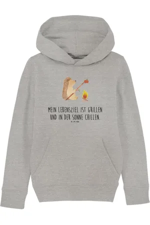 Mr. & Mrs. Panda Hoodie Igel Grillen 12-14 Jahre (152/164) - Heather Grey - Geschenk, Jungen (1-tlg) Handgefertigt - Verkäufer: