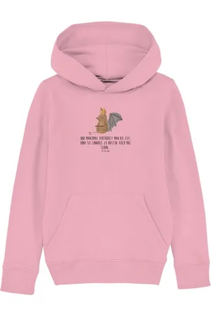 Mr. & Mrs. Panda Hoodie Fledermaus Sitzen 7-8 Jahre (122/128) - Cotton Pink - Geschenk, Junge (1-tlg) Handgefertigt - Verkäufer: