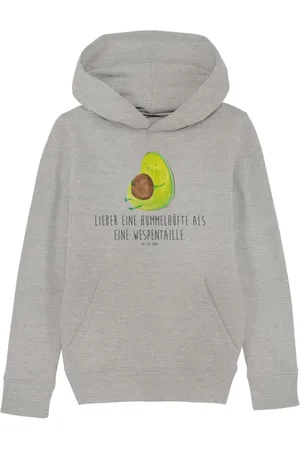 Mr. & Mrs. Panda Hoodie Avocado Pfeifen 5-6 Jahre (110/116) - Heather Grey - Geschenk, Jungen (1-tlg) Handgemacht mit Liebe - Verkäufer: