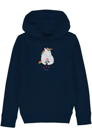 Mr. & Mrs. Panda Hoodie Einhorn Traurig 12-14 Jahre (152/164) - French Navy - Geschenk, Junge (1-tlg) Umweltfreundlich - Verkäufer: