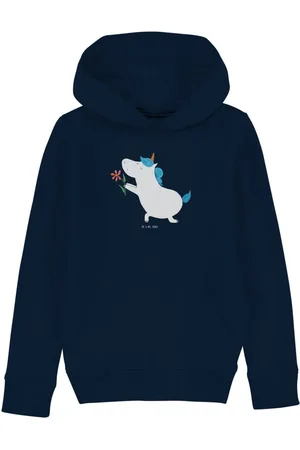 Mr. & Mrs. Panda Hoodie Einhorn Blume 5-6 Jahre (110/116) - French Navy - Geschenk, Jungen Kl (1-tlg) Umweltfreundlich nachhaltig - Verkäufer: