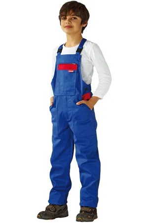 Planam Latzhose Kinderlatzhose 100% Baumwolle 292 g/qm Größe 134 / 140 kornblau / rot - Verkäufer: Banemo