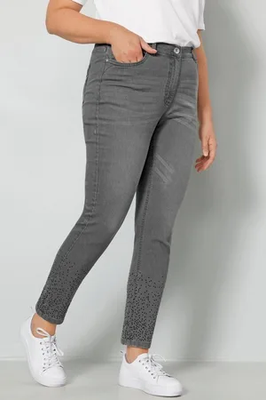 Miamoda Regular-fit-Jeans Jeans Slim Fit Saum mit Ziersteinchen 5-Pocket - Verkäufer: Popken Fashion Group
