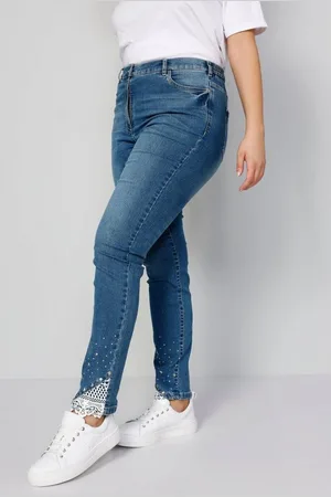 Miamoda Regular-fit-Jeans Jeans Slim Fit Spitze am Saum 5-Pocket - Verkäufer: Popken Fashion Group