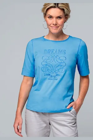 Bianca Kurzarmshirt DINIA mit dezent schimmernden Stickprint - Verkäufer: